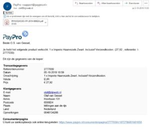 Paypro Bevestigingsemail